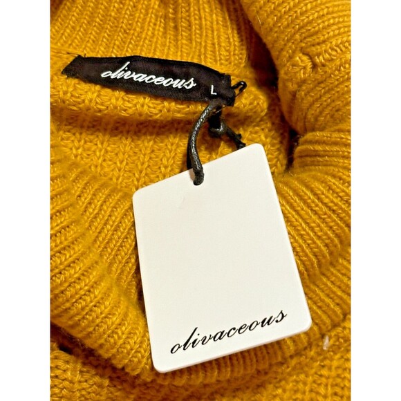 OLIVACEOUS Mustard Crop Turtleneck Sweater Blended Wool Angora - Picture 4 of 9